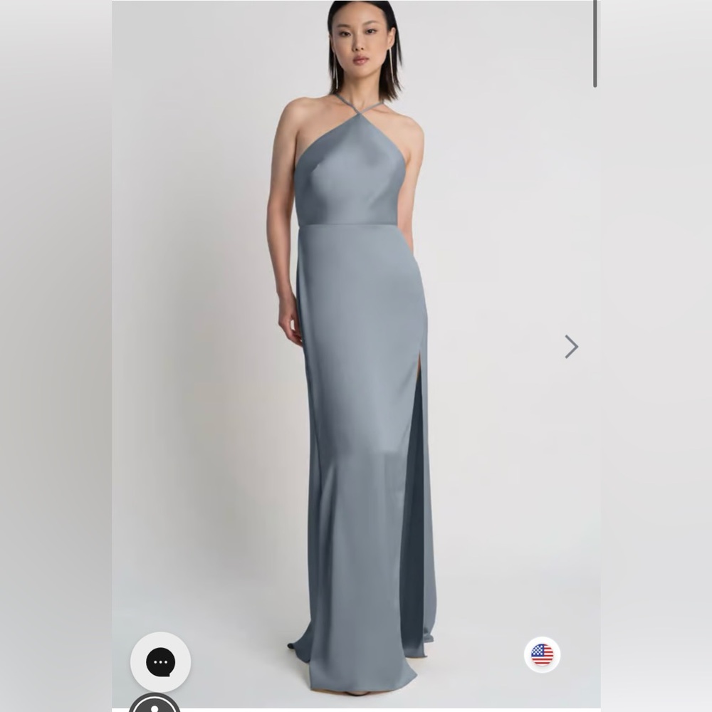 Jenny Yoo Summer Satin Bridesmaids Dress in French Blue